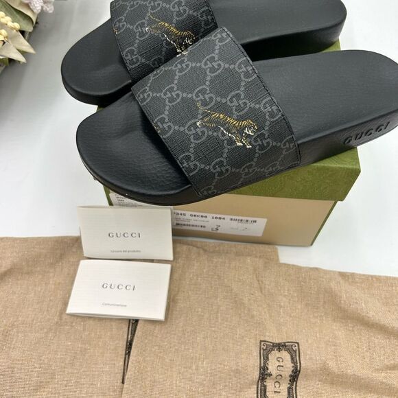 Men’s Gucci GG Supreme tiger print Pool slides size size 7 made in Italy - Picture 4 of 8
